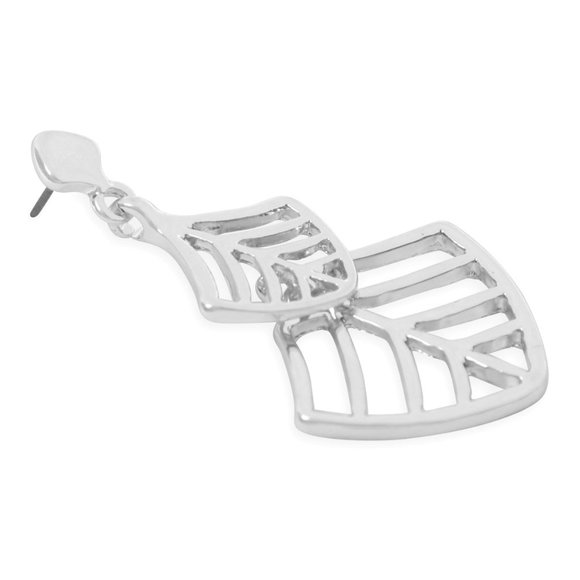 LEAF FILIGREE DROP EARRINGS - SILVER - Picture 2 of 3